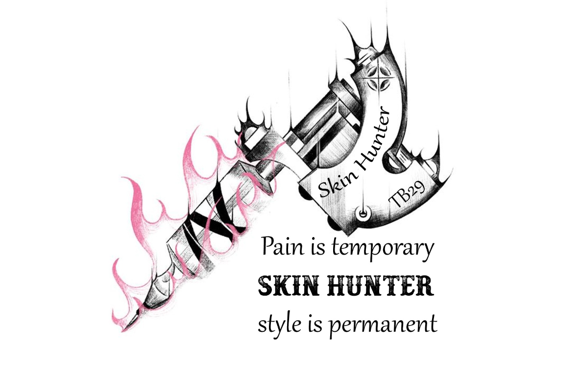 Tattoo-Maschine – Variante 2 – Skin Hunter Sticker, 7,5 cm